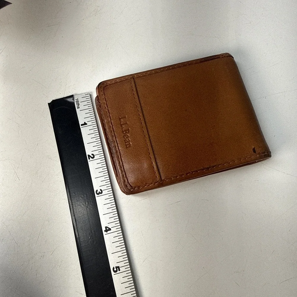 Vintage L.L. Bean Bi Fold Wallet Brown Men's Rare Genuine Leather Classic